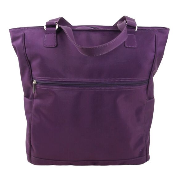 LARGE ELLINGTON PURPLE NYLON DOUBLE HANDLES SHOULDER BAG HANDBAG TOTE HOBO PURSE - Picture 1 of 16